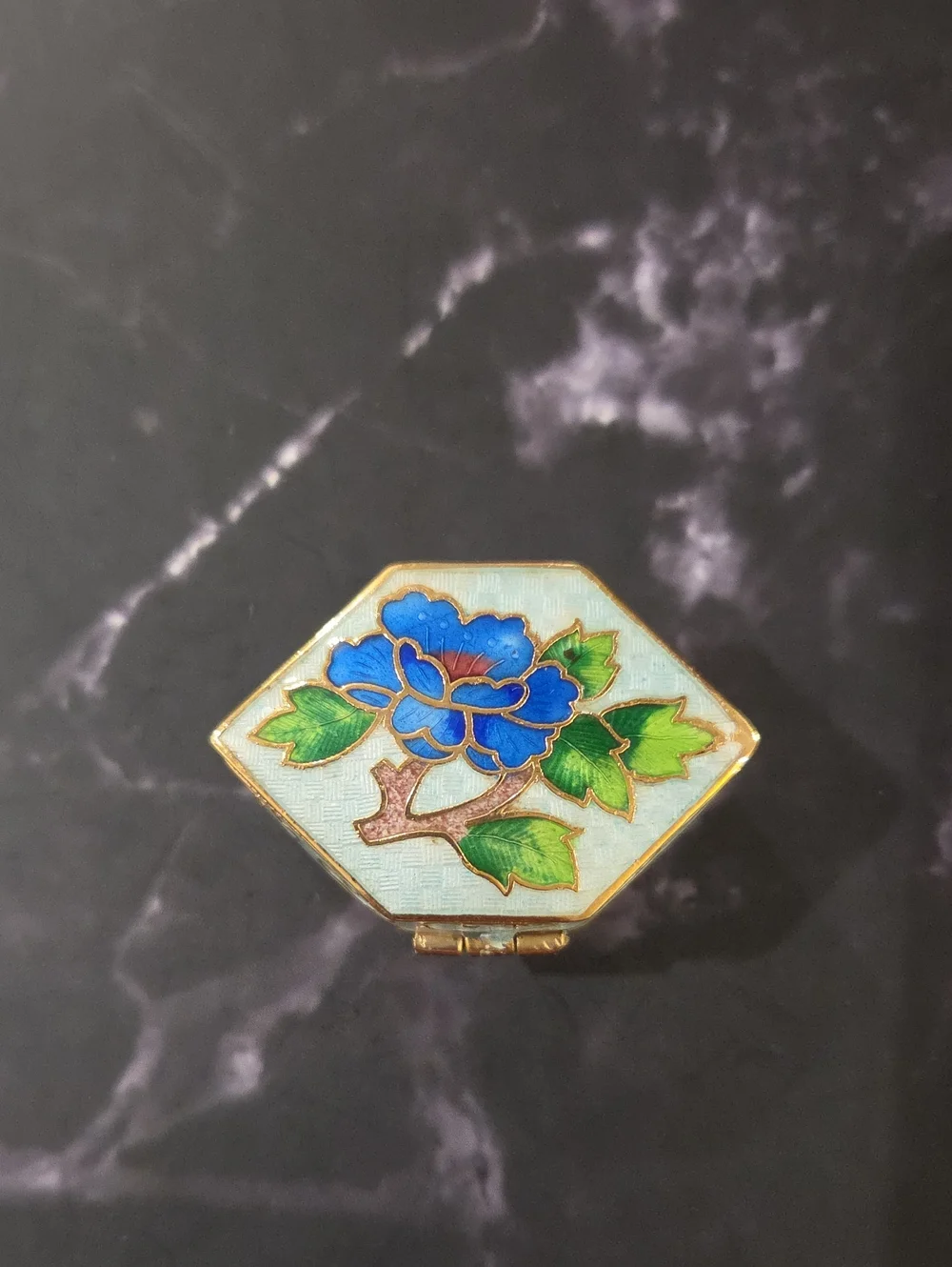 Blue Floral Cloisonné Trinket Box